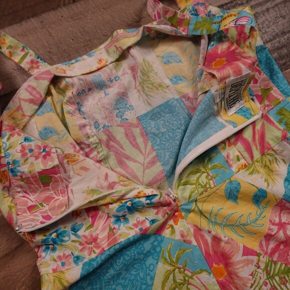 Yves Cossette Depeche Mode Patchwork Sundress Women’s Size 12 Petite Floral - Picture 11 of 11